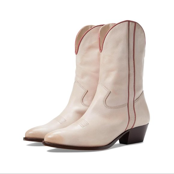 NEW!! Free People Borderline Western Boots Nude Blush Pink Leather US 8 / EU 38 - Picture 1 of 14
